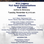 flyer for 9/11 Legacy Justice & Advocacy Open Conversation 11-16-21