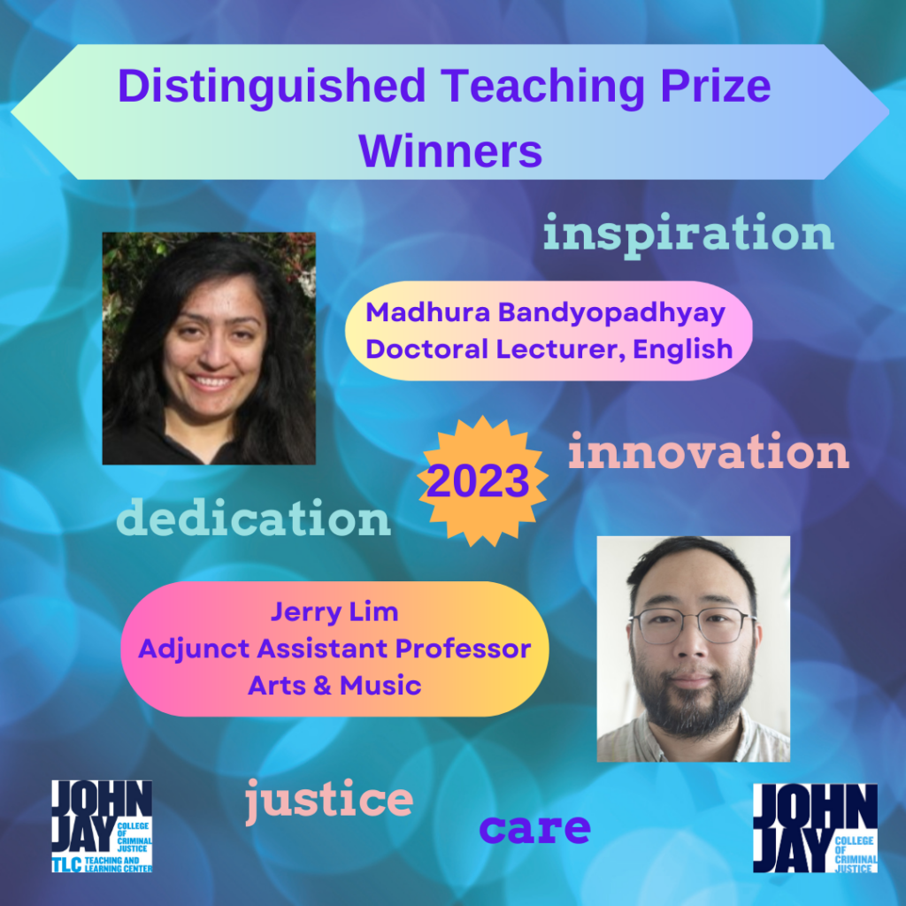 Outreach flier sharing Distinguished Teaching Prize winner names